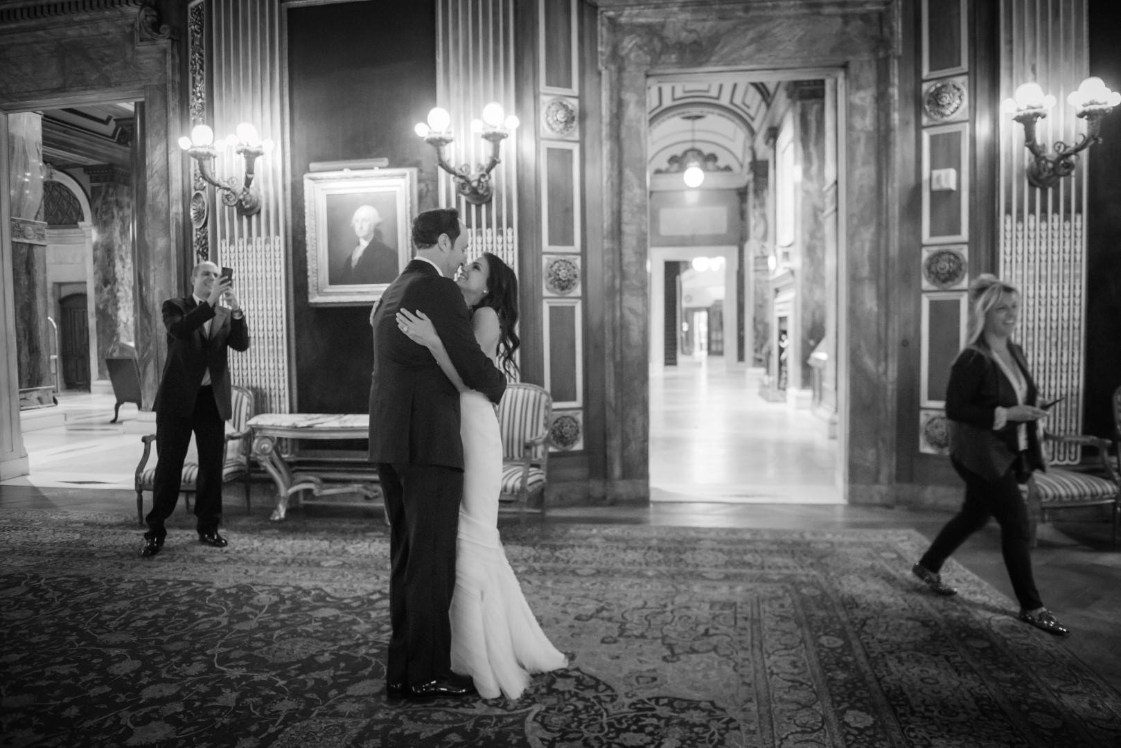 new york city wedding photography photographer photo groom bride first look emotional kiss black and white bw